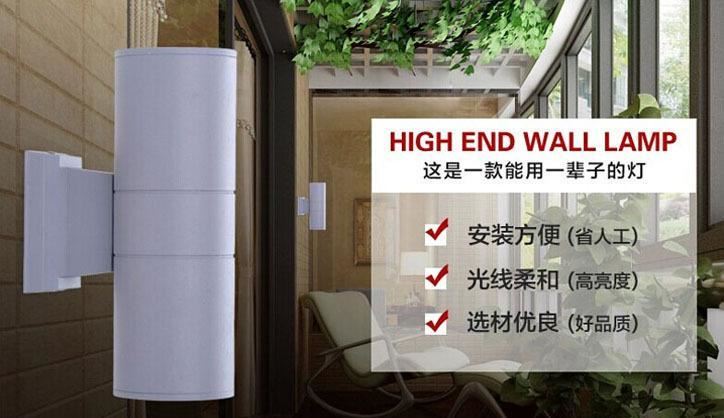 LED户外双头壁灯6W12W18W36w外墙壁灯室外围墙灯防水射灯双面射灯示例图2