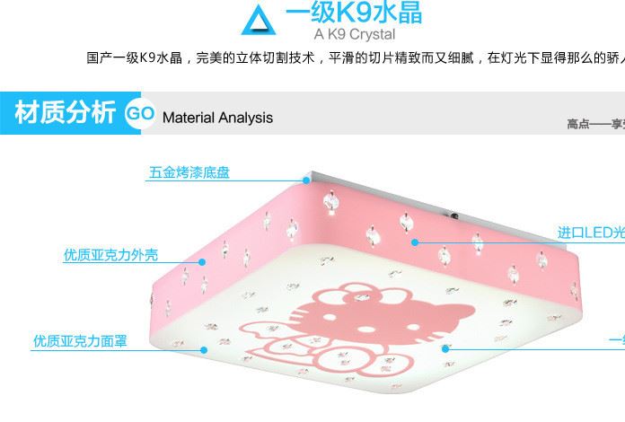 常州整體亞克力LED吸頂燈兒童創意KT貓遙控變色燈具節能護眼專用示例圖22