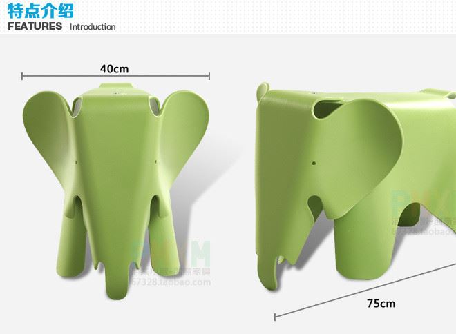 大象椅子 儿童椅 换鞋凳子 幼儿园塑料桌椅 创意设计师家具示例图4