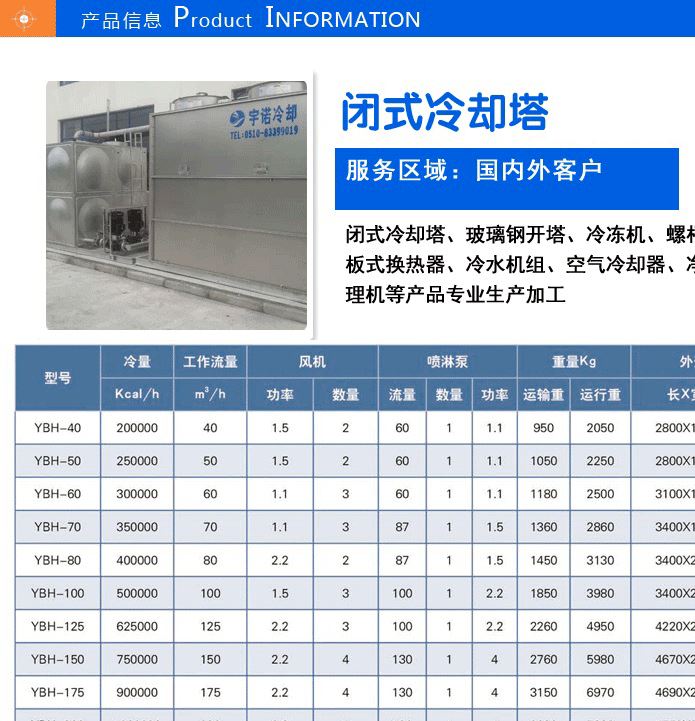 專業(yè)供應 YBH-300T混合流閉式冷卻塔 冷卻塔廠家 高效專業(yè)冷卻塔示例圖4