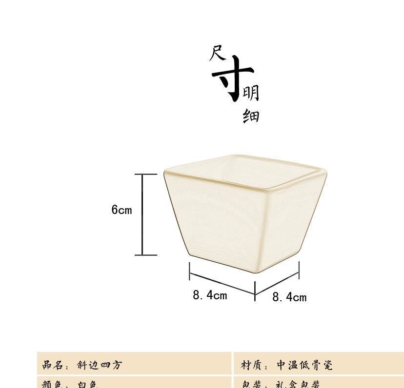 明宇迷你多肉陶瓷桌面斜邊四方型zakka盆栽花盆工廠直供批發(fā)示例圖3