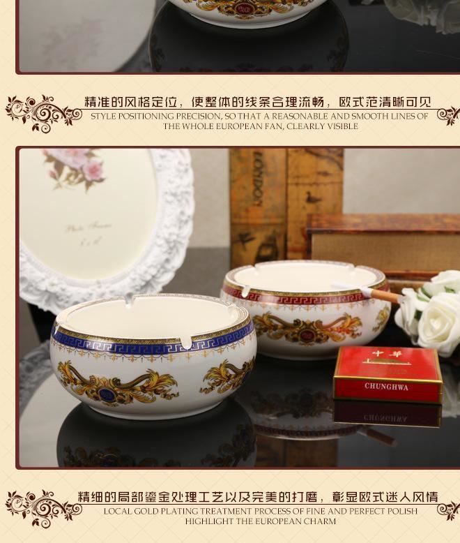 明宇陶瓷歐式煙灰缸禮品贈(zèng)品客廳創(chuàng)意擺件裝飾品圓形煙灰缸示例圖4