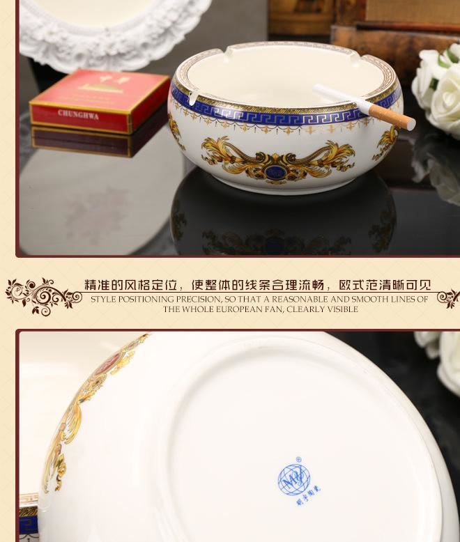 明宇陶瓷歐式煙灰缸禮品贈(zèng)品客廳創(chuàng)意擺件裝飾品圓形煙灰缸示例圖5