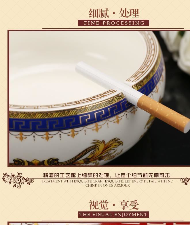 明宇陶瓷歐式煙灰缸禮品贈(zèng)品客廳創(chuàng)意擺件裝飾品圓形煙灰缸示例圖8