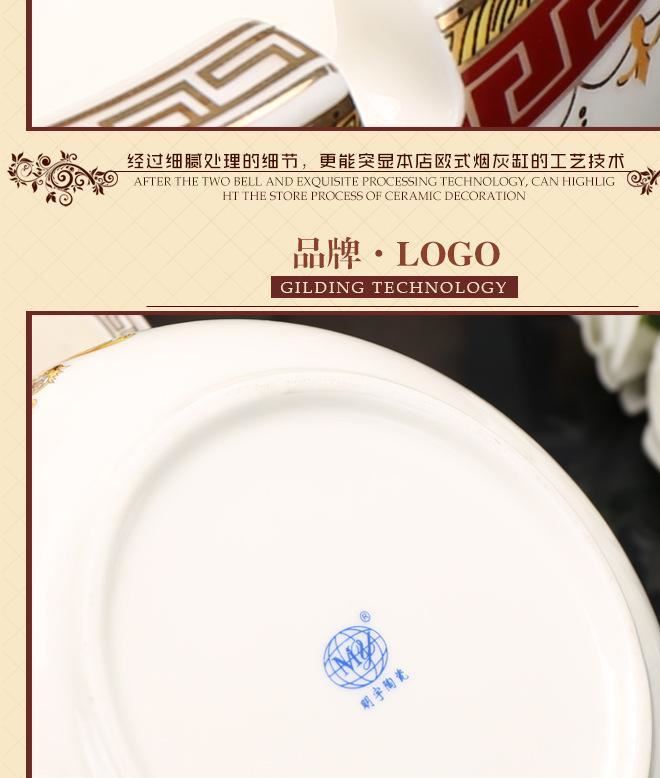 明宇陶瓷歐式煙灰缸禮品贈(zèng)品客廳創(chuàng)意擺件裝飾品圓形煙灰缸示例圖10