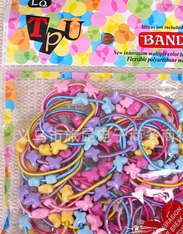 新款兒童米奇，兔頭，星星糖果色卡通皮筋發圈發繩批發*地攤批示例圖2