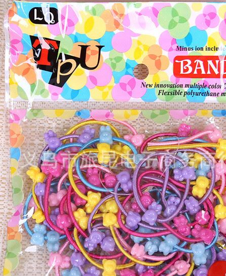 新款兒童米奇，兔頭，星星糖果色卡通皮筋發圈發繩批發*地攤批示例圖3