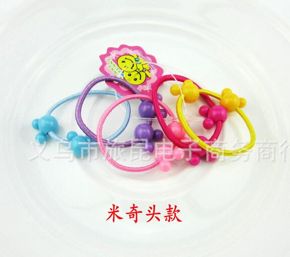 新款兒童米奇，兔頭，星星糖果色卡通皮筋發圈發繩批發*地攤批示例圖6
