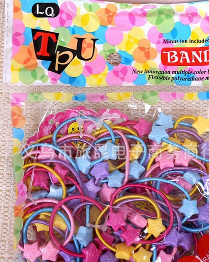 新款兒童米奇，兔頭，星星糖果色卡通皮筋發圈發繩批發*地攤批示例圖13