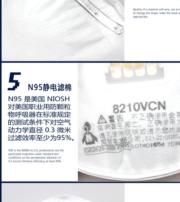 3M 8210V 防PM2.5口罩 N95口罩 騎行霧霾粉塵呼吸閥透氣防護口罩示例圖5