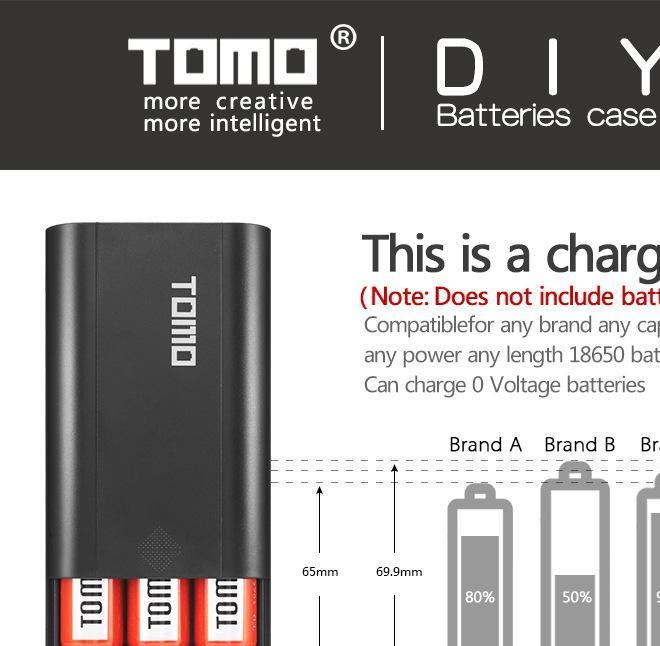 正品TOMO 旺季促銷移動(dòng)電源 通用手機(jī)更換18650電芯充電寶 充電器示例圖38