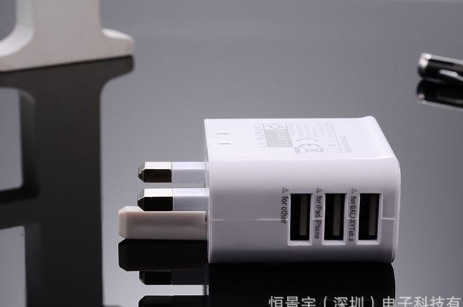 三星note20u充电器,红米note7pro充电器 厂家直销 note3/s5英规充电器足2a 单u 3usb口三星牛头三脚充电头
