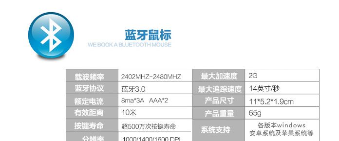 藍(lán)牙鼠標(biāo)靜音無(wú)聲無(wú)光省電節(jié)能win7/8蘋果筆記本電腦macbook示例圖4