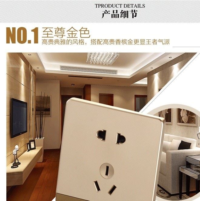 西門子墻壁開關插座面板 86型Q5香檳金插座三孔16A空調(diào)專用插座示例圖5
