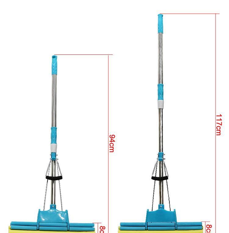 批發(fā)海綿拖把 伸縮膠棉吸水拖把 雙排滾輪擠水海棉地拖把38cm示例圖3