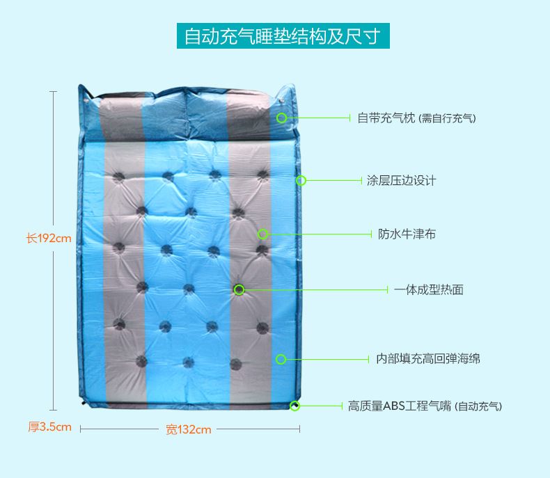 自动充气垫户外帐篷睡垫防潮垫加宽加厚双人气垫露营野营地垫自驾示例图5