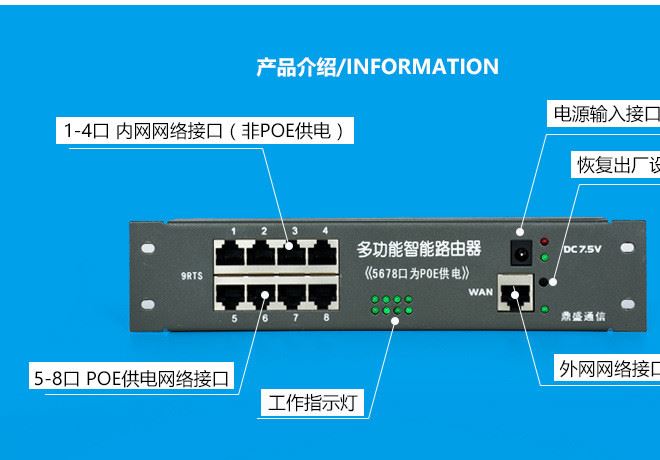 鼎盛通信弱電箱1進(jìn)8出POE供電路由模塊不銹鋼配電箱多媒體信息箱示例圖3