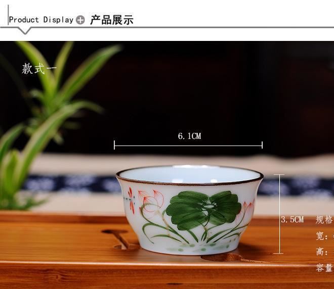 廠家直銷高白薄胎手繪茶杯 茶碗 功夫茶杯 手繪斗笠茶杯示例圖4