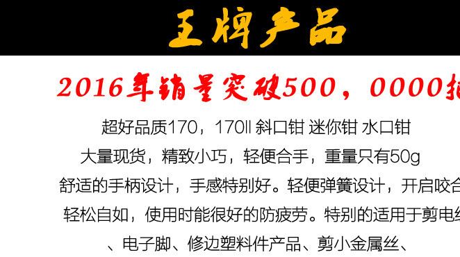 現貨批發美國170 170II工具不銹鋼尖嘴斜口鉗水口鉗125mm 剪線鉗示例圖1