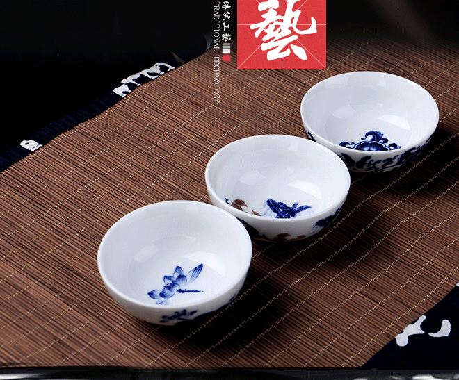 德化陶瓷功夫茶具 大碗杯高溫釉中青花茶具套裝配件廠家批發(fā)示例圖2