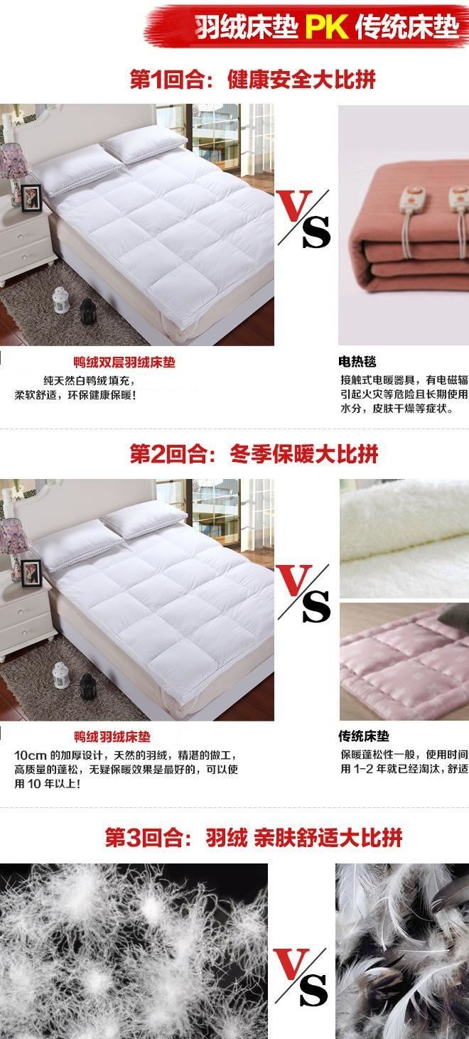 啟陽級酒店賓館加厚保暖鵝絨鴨羽絨床墊 單雙人學生床墊批發示例圖6