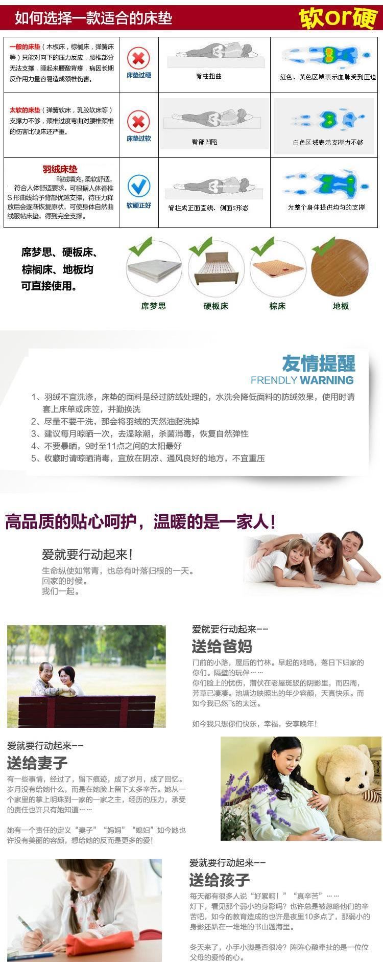 啟陽級酒店賓館加厚保暖鵝絨鴨羽絨床墊 單雙人學生床墊批發示例圖7