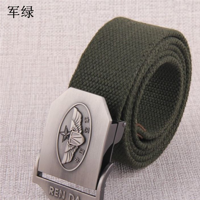 男士皮帶通用合金板扣帆布腰帶戶外休閑編織加厚帆布牛仔褲腰帶示例圖9