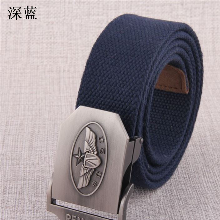 男士皮帶通用合金板扣帆布腰帶戶外休閑編織加厚帆布牛仔褲腰帶示例圖10