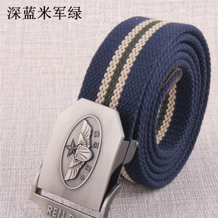 男士皮帶通用合金板扣帆布腰帶戶外休閑編織加厚帆布牛仔褲腰帶示例圖16