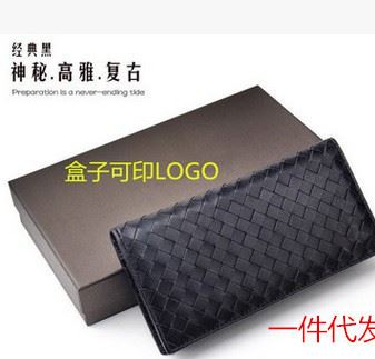 韓版男士錢包 錢夾中長款西裝錢包 牛皮羊皮編織錢包BV錢包長款示例圖1