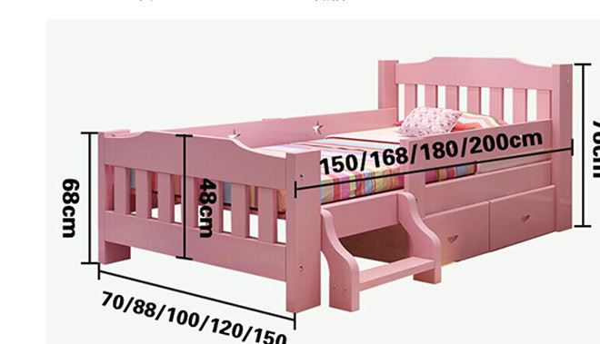 新款 松木床简约多功能带梯 防滑安全 床底抽屉儿童单人床示例图32