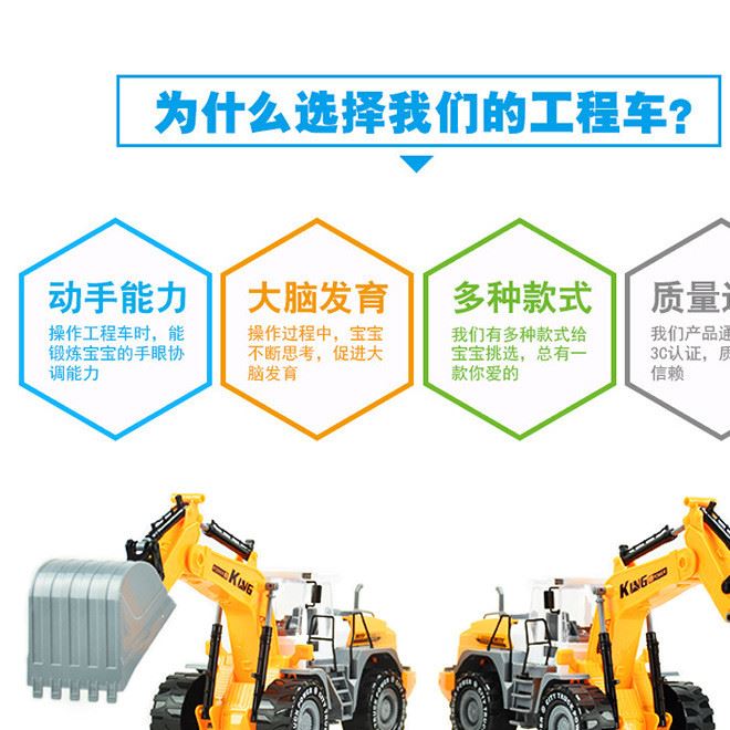 工廠直銷特大號(hào)兒童挖掘機(jī)車推土機(jī)玩具慣性工程車模型沙灘玩具車示例圖2