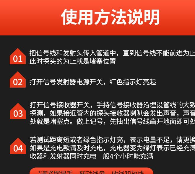 澤邁測堵器探測儀電工管道排堵器測塑管PVC管鐵管穿線管堵塞探測示例圖9