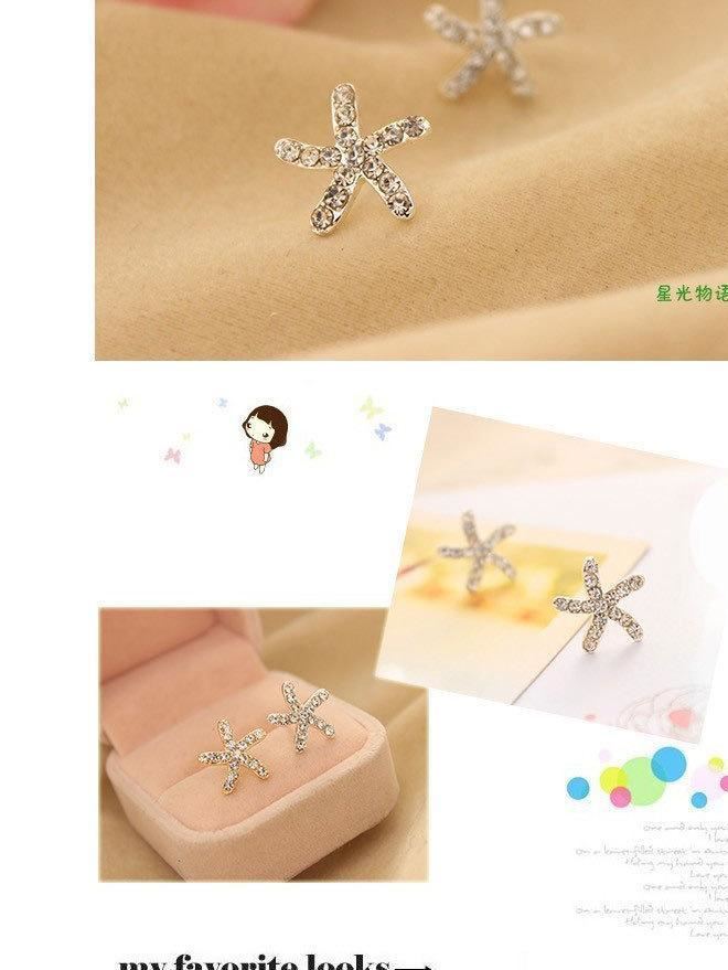 韓版小飾品 甜美可愛(ài)滿(mǎn)鉆海星耳釘 女 時(shí)尚淑女耳飾品批發(fā) 特價(jià)示例圖6