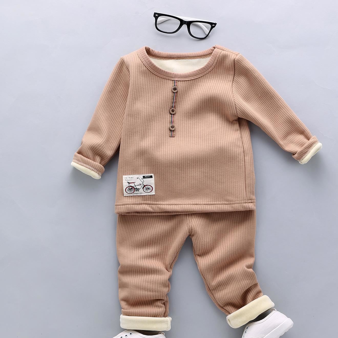 童裝保暖內(nèi)衣加厚套裝男寶寶新款彩棉衣服嬰兒秋衣秋褲棉兩件套示例圖1