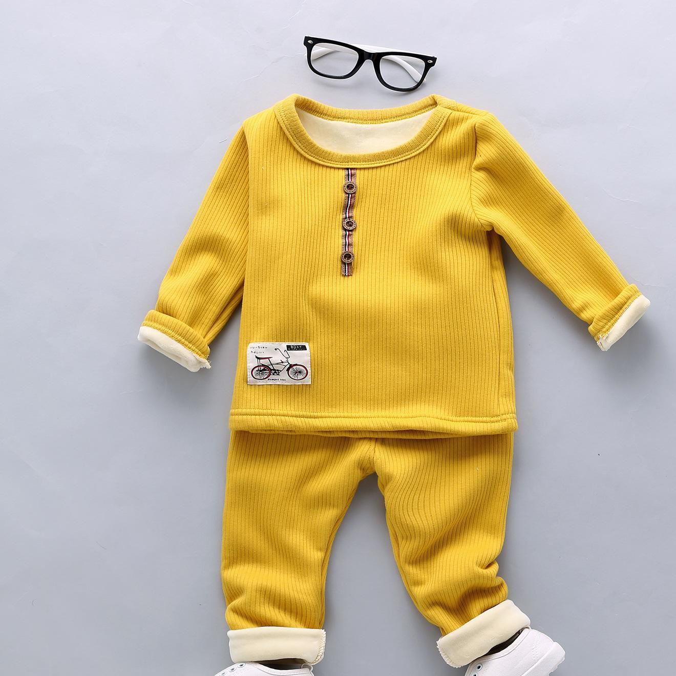 童裝保暖內(nèi)衣加厚套裝男寶寶新款彩棉衣服嬰兒秋衣秋褲棉兩件套示例圖2