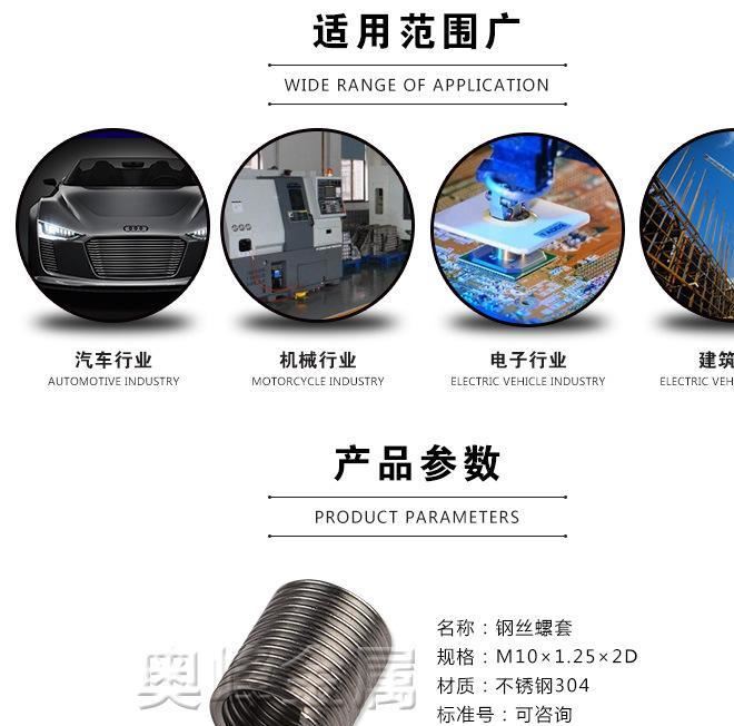 促銷M10螺套 不銹鋼鋼絲牙套螺套 高品質螺紋護套 鋼絲螺貨示例圖2