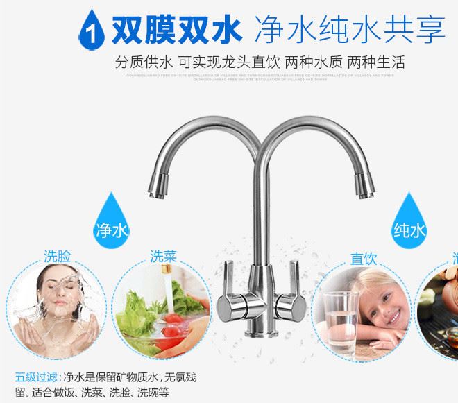 邁碩家用反滲透純水機廠家直供液晶觸摸顯示屏濾芯自動清洗純水機示例圖3