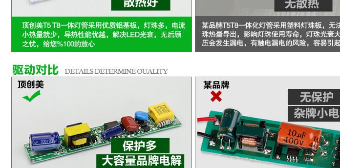 頂創(chuàng)美 led日光燈 T5 T8一體化led日光燈管 led燈管 LED節(jié)能燈管示例圖14