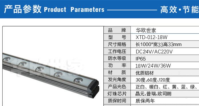 供應(yīng)LED洗墻燈18W24W防水線性燈戶外樓體亮化燈橋梁輪廓條形燈示例圖6