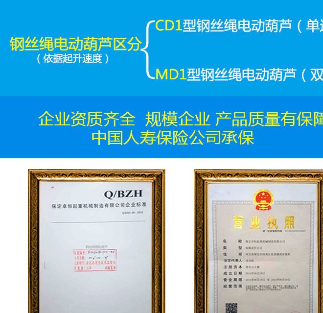 3噸鋼絲繩電動葫蘆CD1 MD1型鋼絲繩電動葫蘆廠家直銷價格優(yōu)惠示例圖2