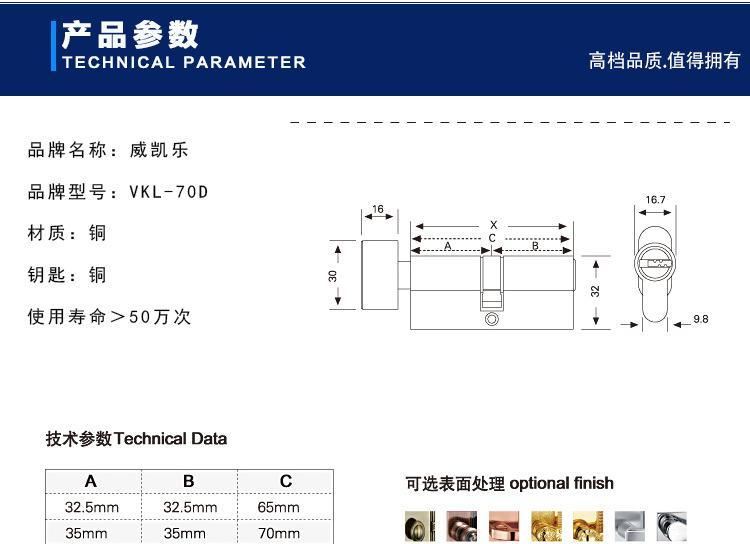 廠家批發(fā)全銅單芯 高檔工裝鎖芯定制 五金鎖具生產(chǎn)廠家示例圖3