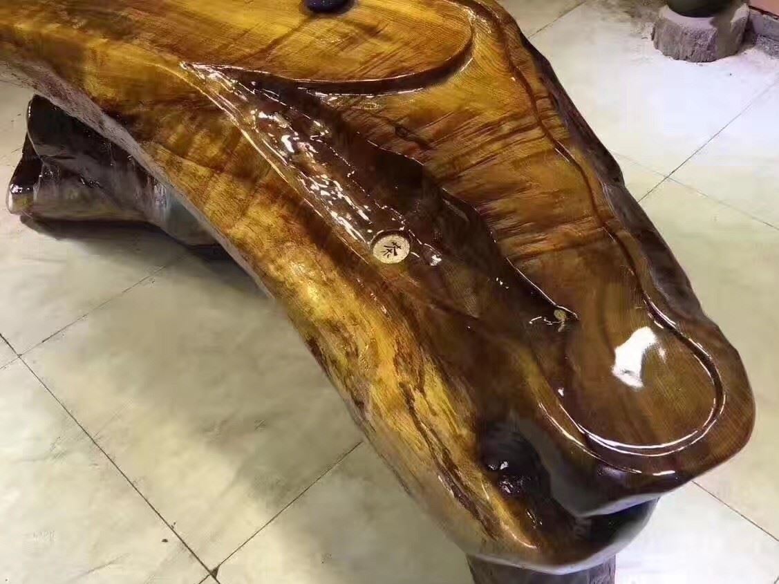 金絲楠木根雕茶桌 古樸色澤典雅大氣 雕刻花開富貴示例圖8