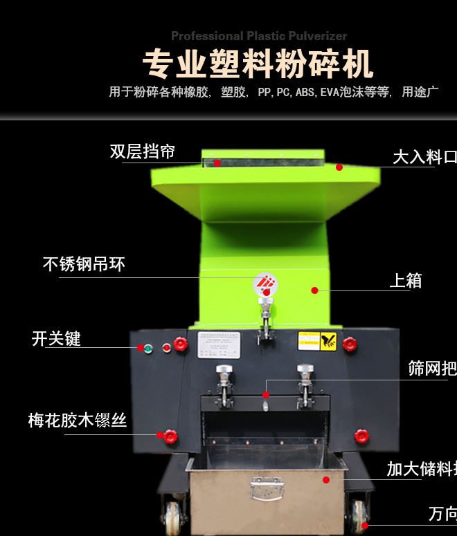 廠家優(yōu)惠 強(qiáng)力型塑料粉碎機(jī)　粉碎各種塑料制品爪形刀片粉碎設(shè)備示例圖3