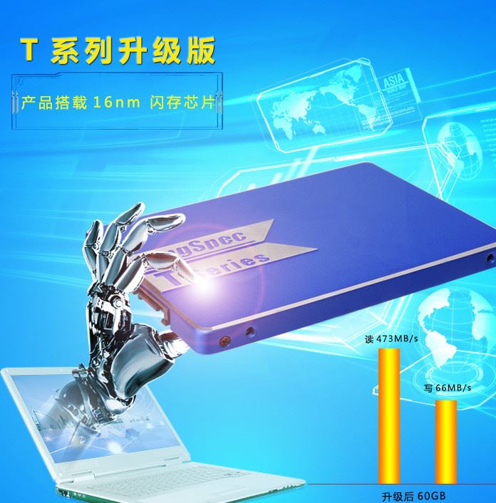 金勝維KingSpec T60 T系列 60G SSD固態(tài)硬盤 SATA3 非64G示例圖2