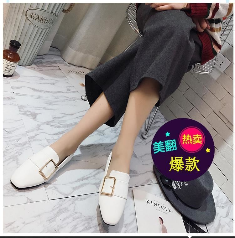 2017春夏新款女鞋方頭平底淺口單鞋工作鞋韓版休閑皮帶方扣小皮鞋示例圖15