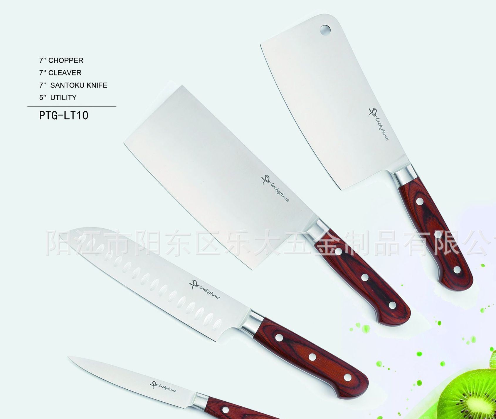 PTG-LT10TD 亞克力刀座不銹鋼7cr17mov套刀5件套 多功能 中式廚刀示例圖1
