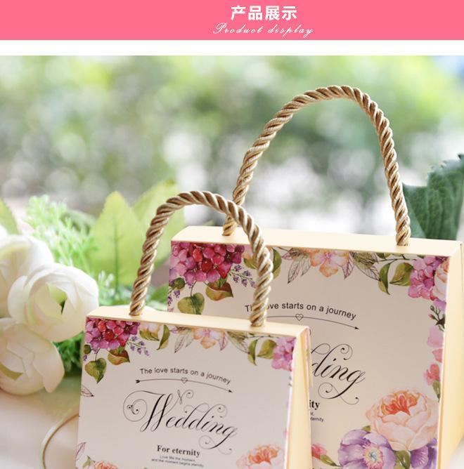 婚慶創(chuàng)意歐式手提喜糖卡盒 結(jié)婚用品包裝糖果盒示例圖3