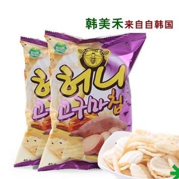 韓國零食 整箱批發(fā)食品休閑食品韓美禾蜂蜜紅薯片45g示例圖2