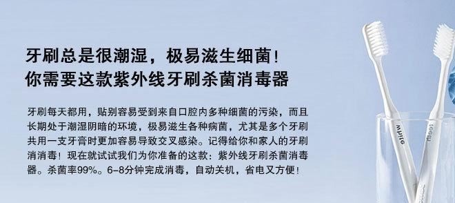 便攜式雙位牙刷消毒架盒創(chuàng)意壁掛牙刷架帶紫外線牙刷消毒器殺菌器示例圖3